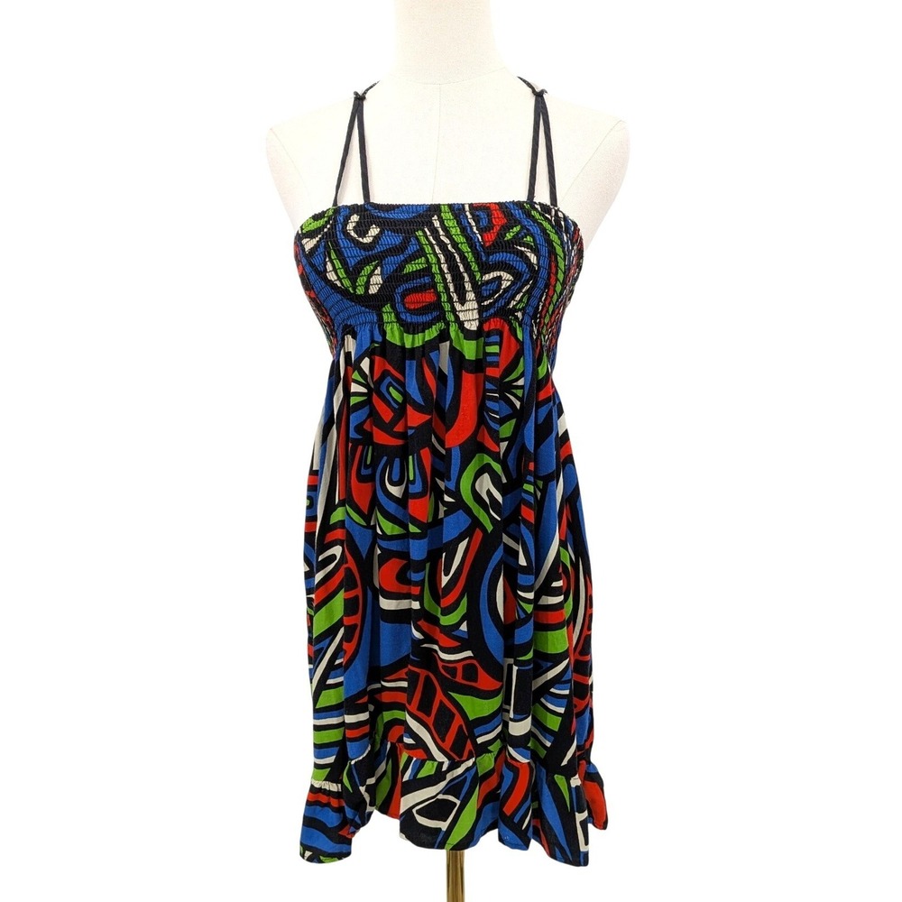 Twenty-One Boho Tribal Print‎ Sundress Lace Back Festival Made USA M